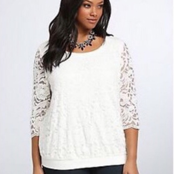 torrid Tops - Torrid 3/4 Sleeve Lace Top